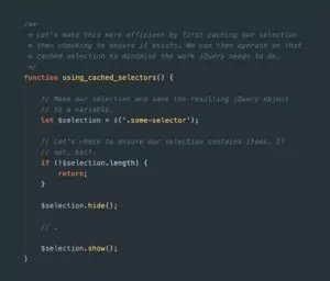 Cached jquery selectors